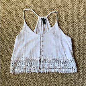 Cropped white tank-top blouse